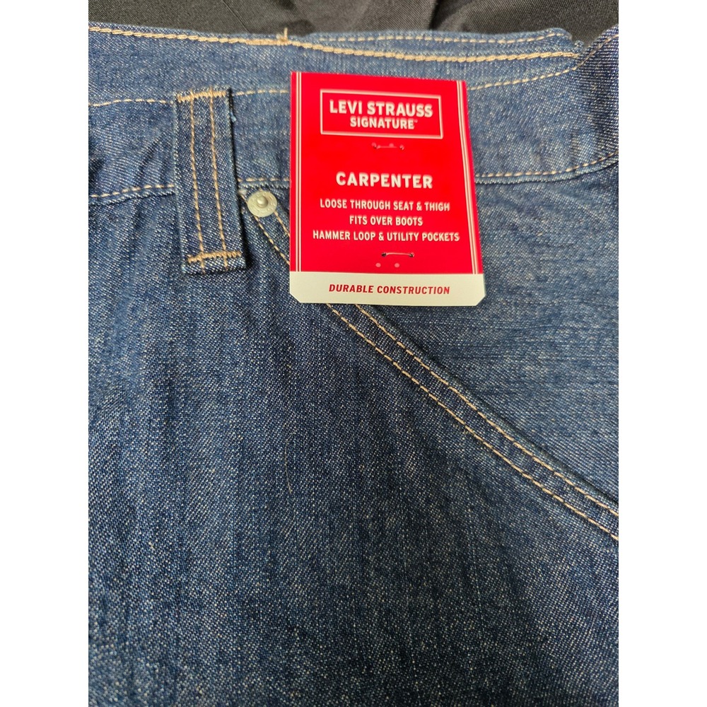 Levi Strauss Signature Mens Carpenter Jeans Blue Loose Fit Workwear 44x30 NWT